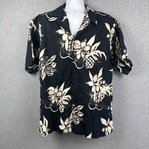 RJC Hawaiian Island Black‎ Pineapple Floral Short Sleeve Shirt Size 3X